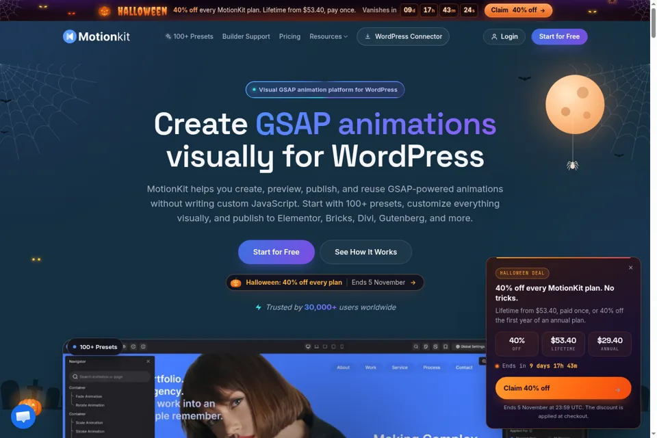 Aperçu de la landing page