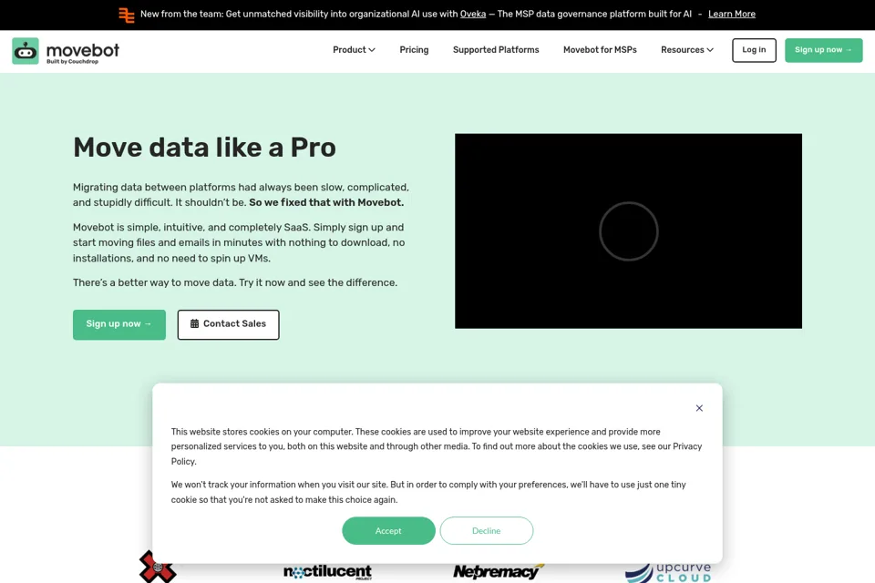 Aperçu de la landing page