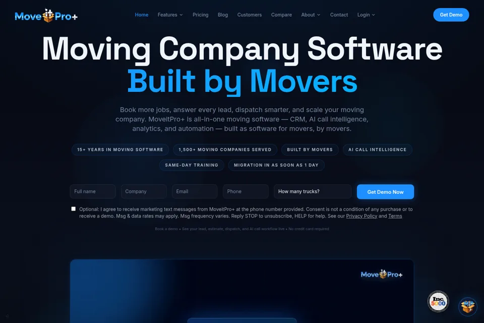 Aperçu de la landing page
