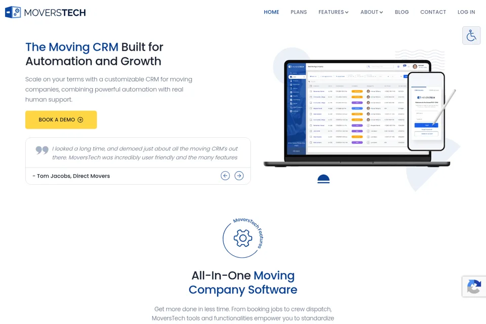 Aperçu de la landing page