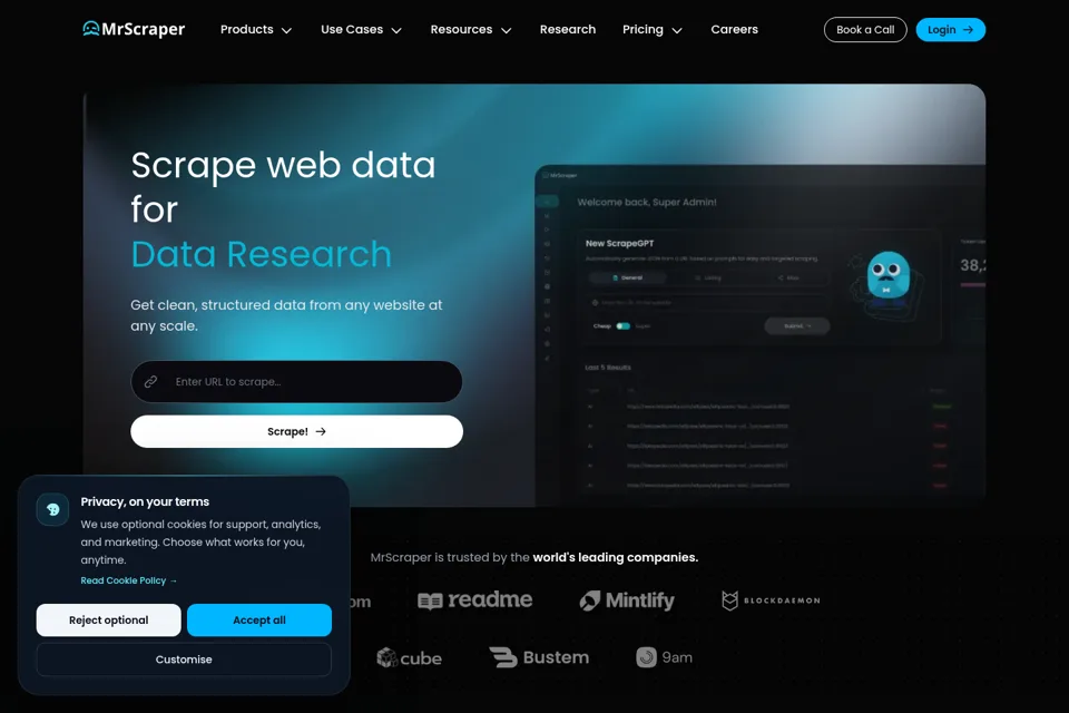 Aperçu de la landing page