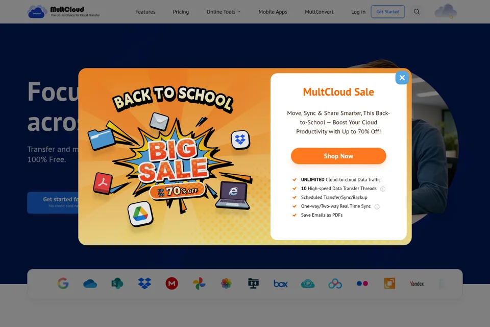 Aperçu de la landing page