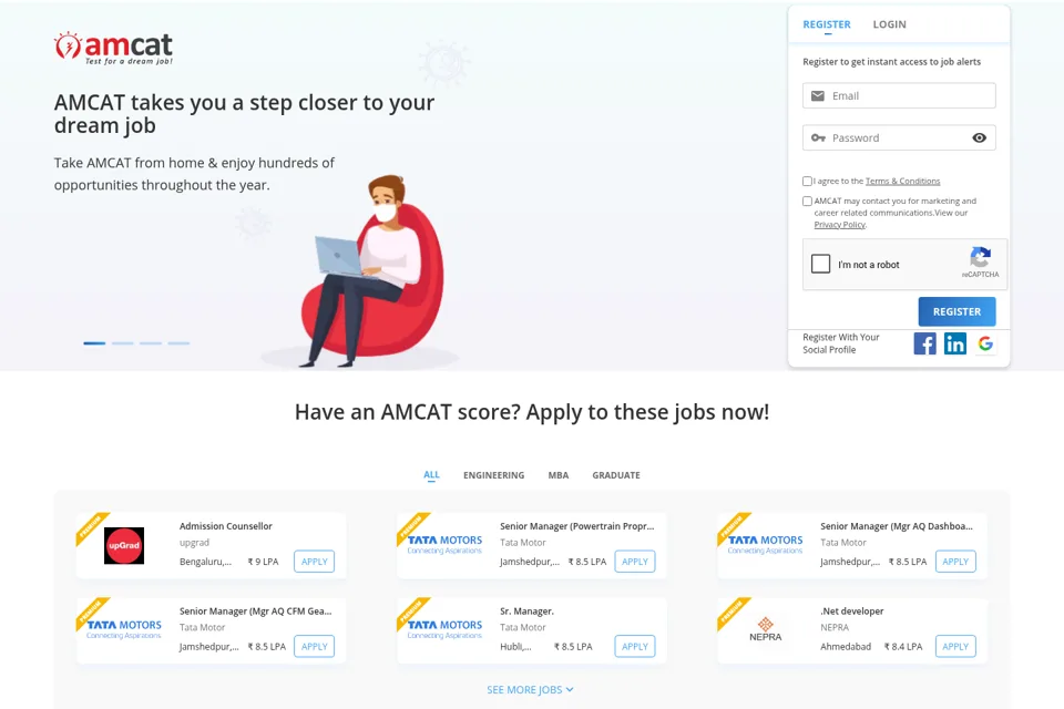 Aperçu de la landing page