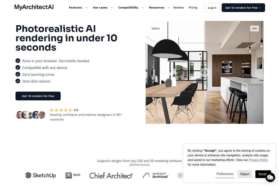 Aperçu de la landing page