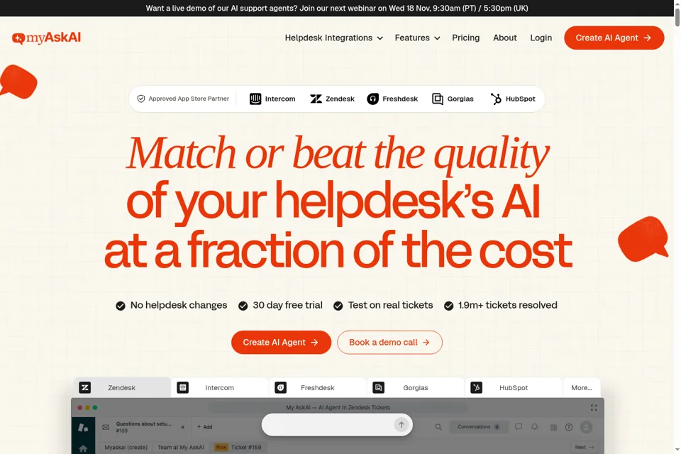 Aperçu de la landing page