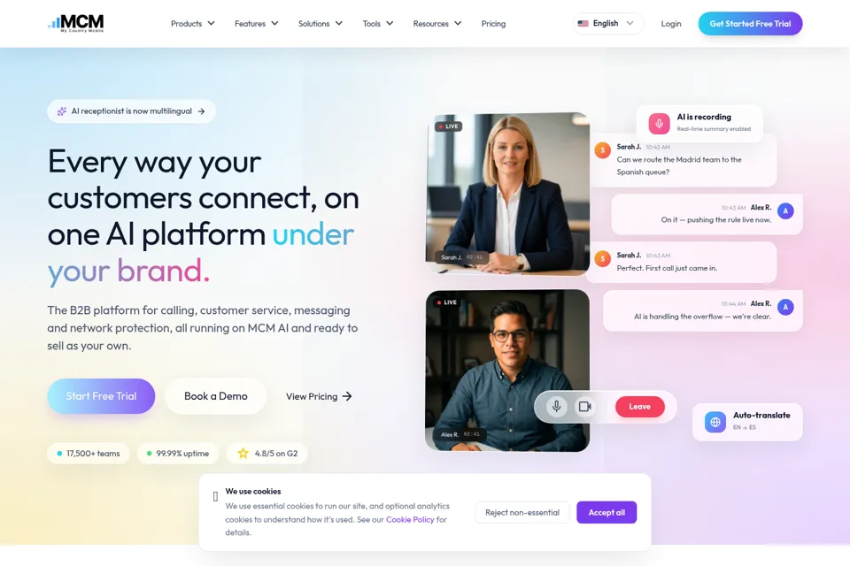 Aperçu de la landing page
