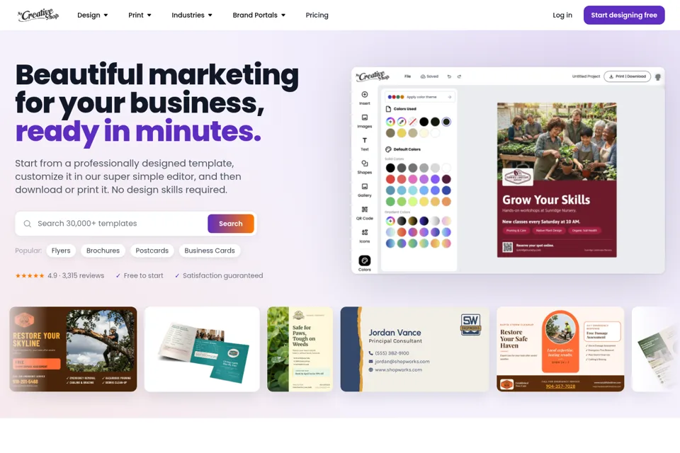 Aperçu de la landing page
