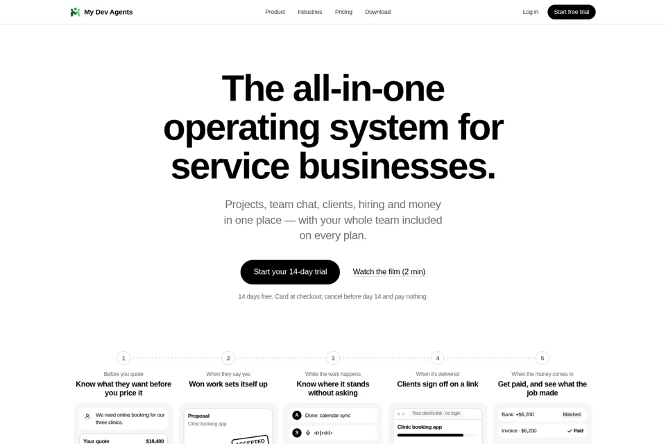 Aperçu de la landing page
