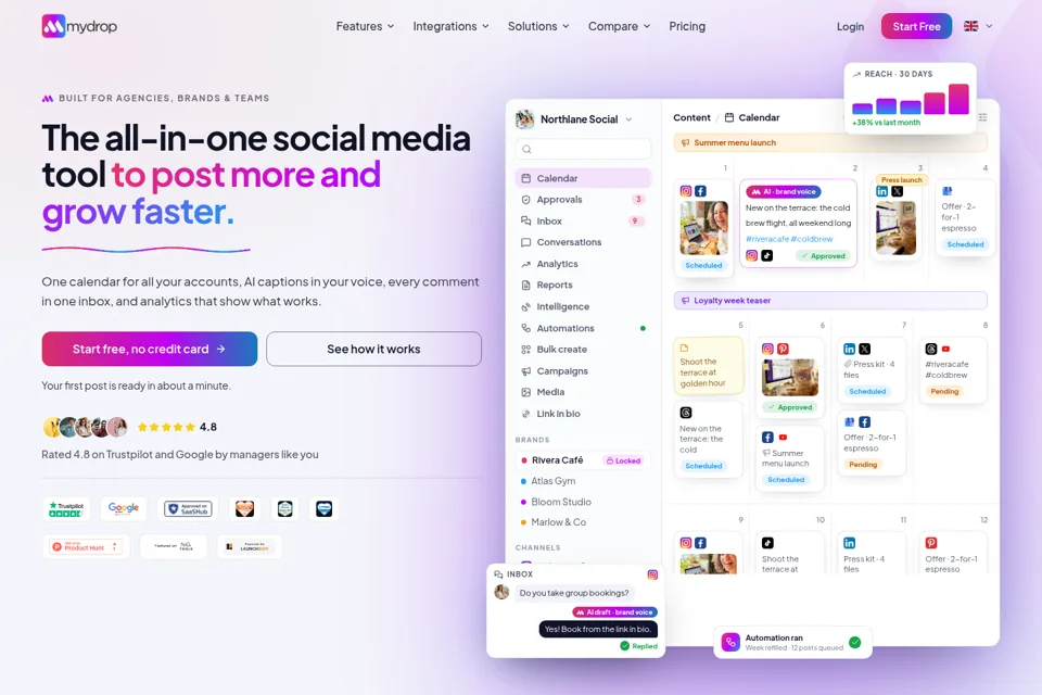 Aperçu de la landing page