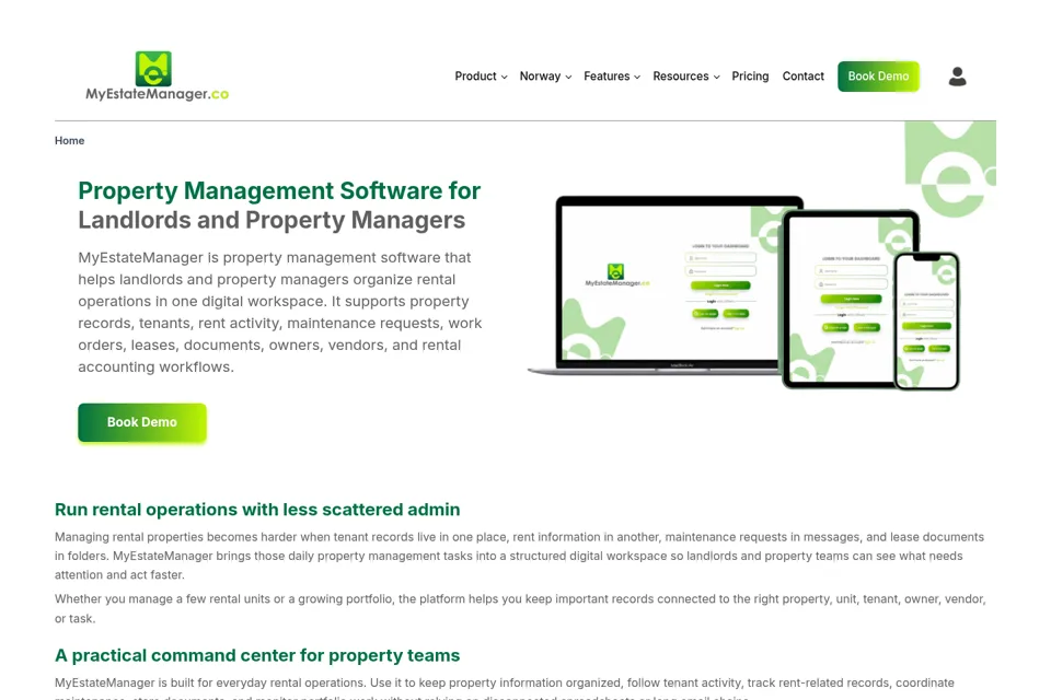 Aperçu de la landing page