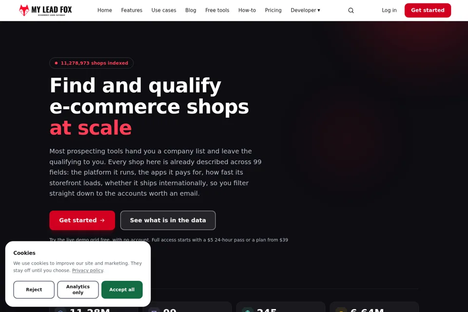 Aperçu de la landing page