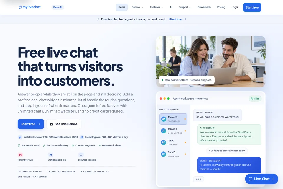 Aperçu de la landing page
