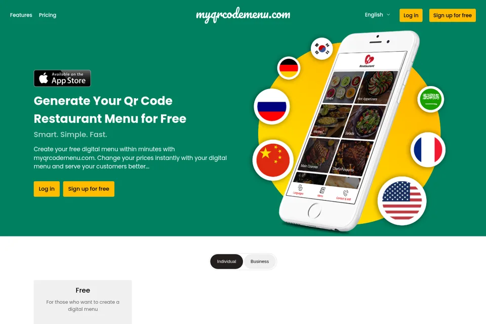 Aperçu de la landing page