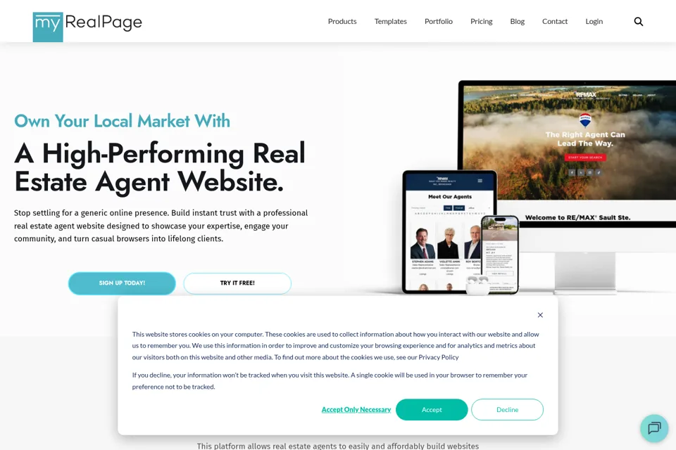 Aperçu de la landing page
