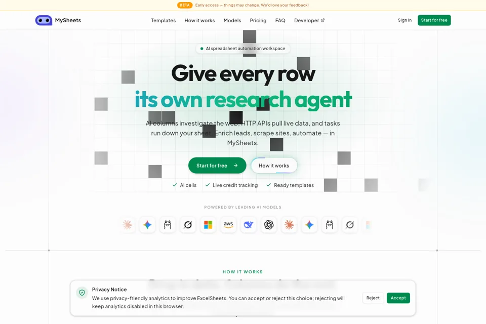 Aperçu de la landing page
