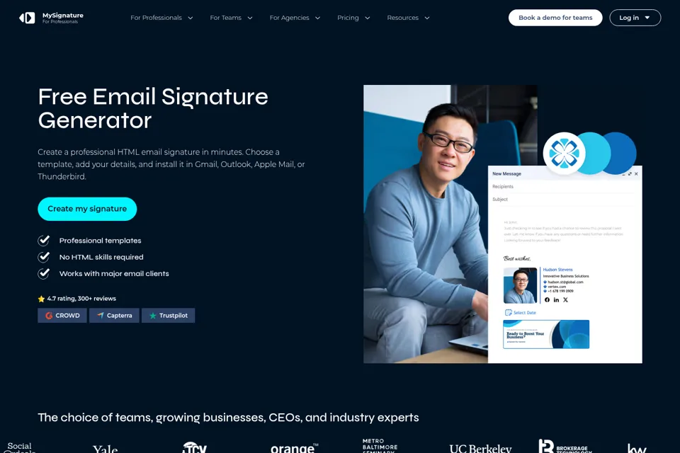 Aperçu de la landing page