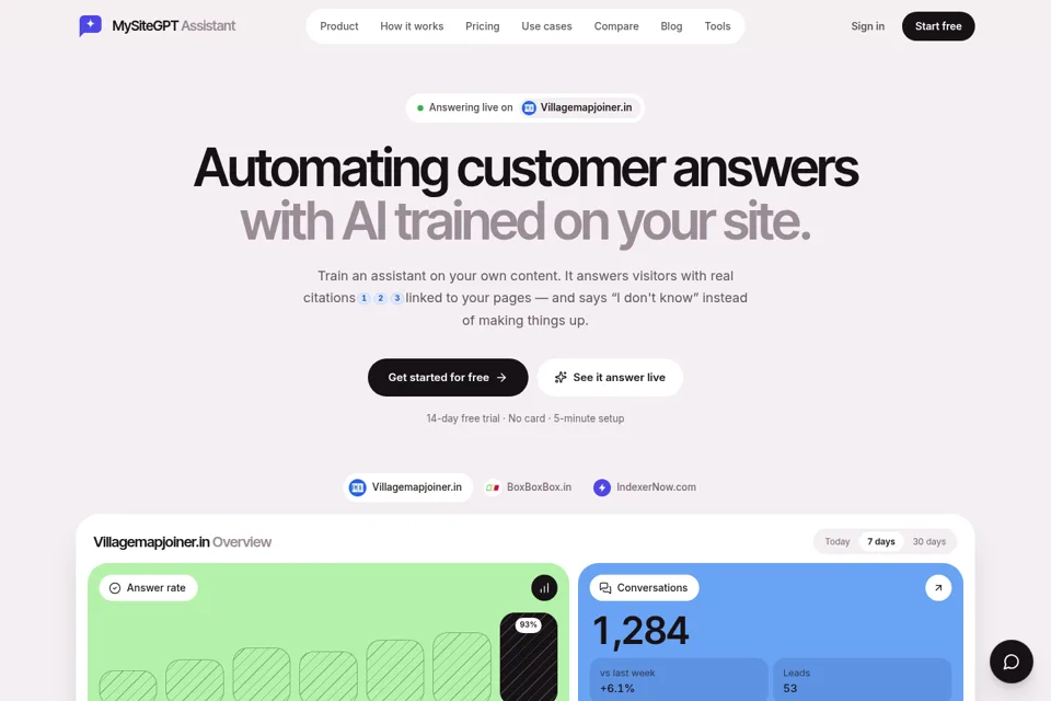 Aperçu de la landing page