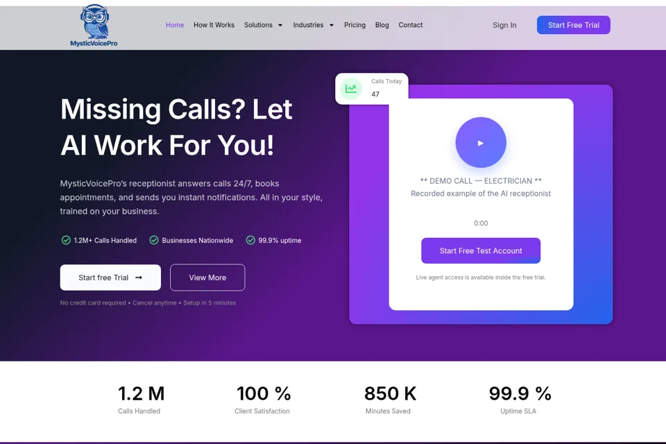 Aperçu de la landing page