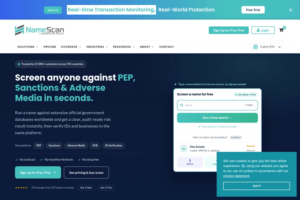 Aperçu de la landing page