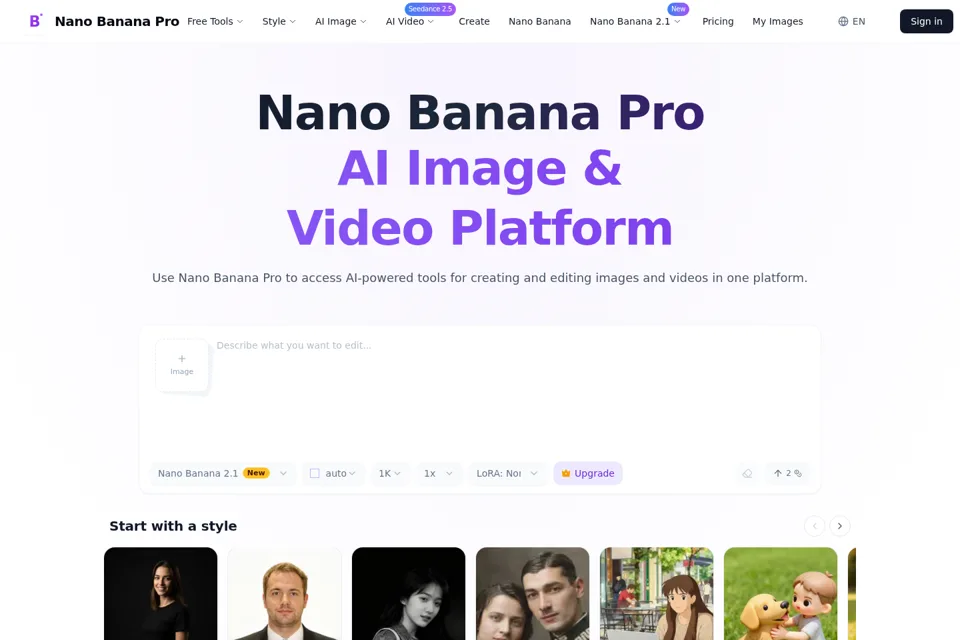 Aperçu de la landing page