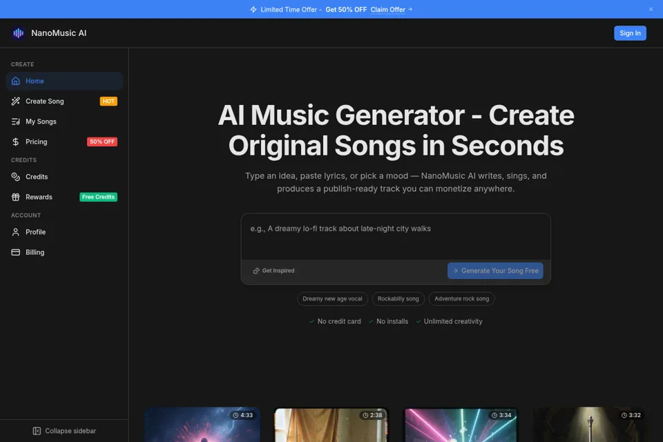 Aperçu de la landing page