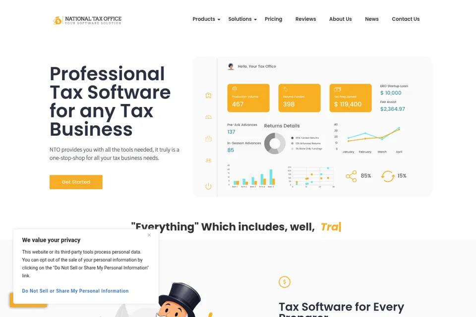 Aperçu de la landing page