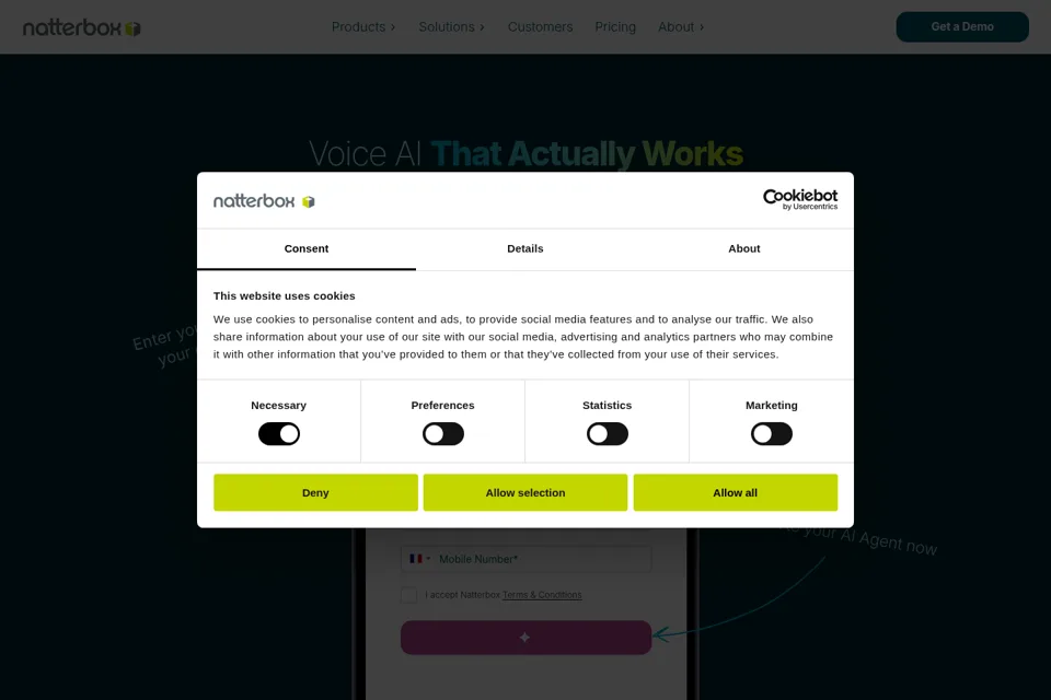 Aperçu de la landing page