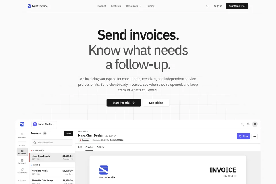 Aperçu de la landing page