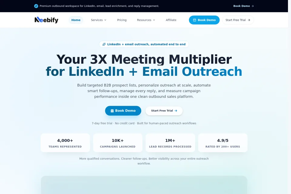 Aperçu de la landing page