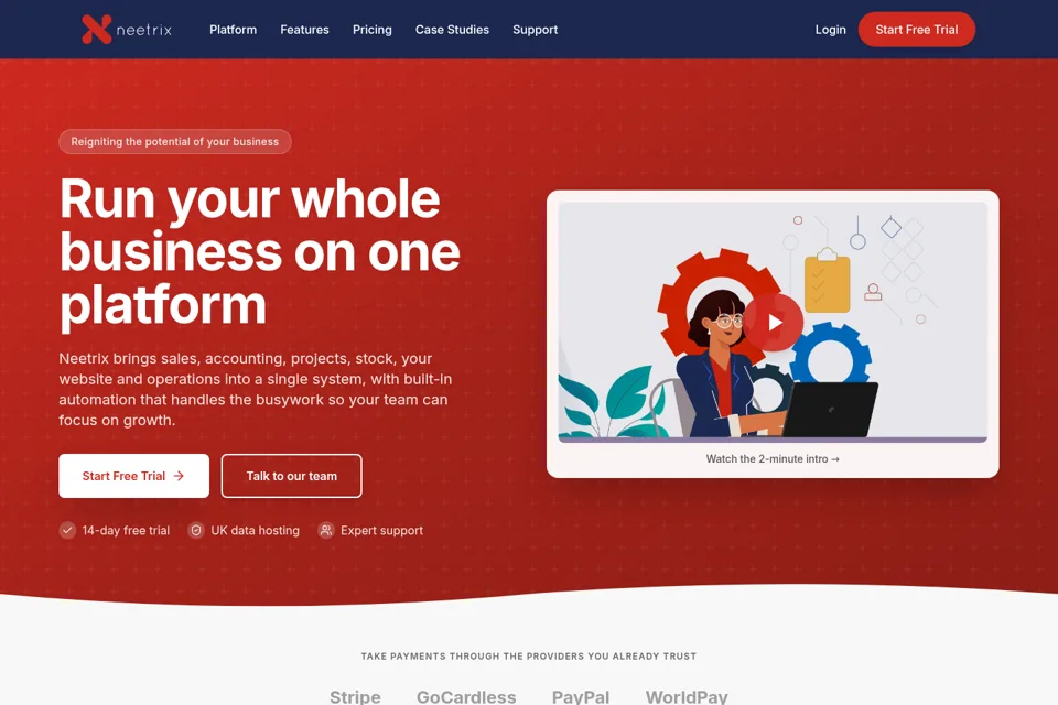 Aperçu de la landing page