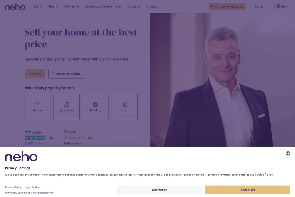 Aperçu de la landing page