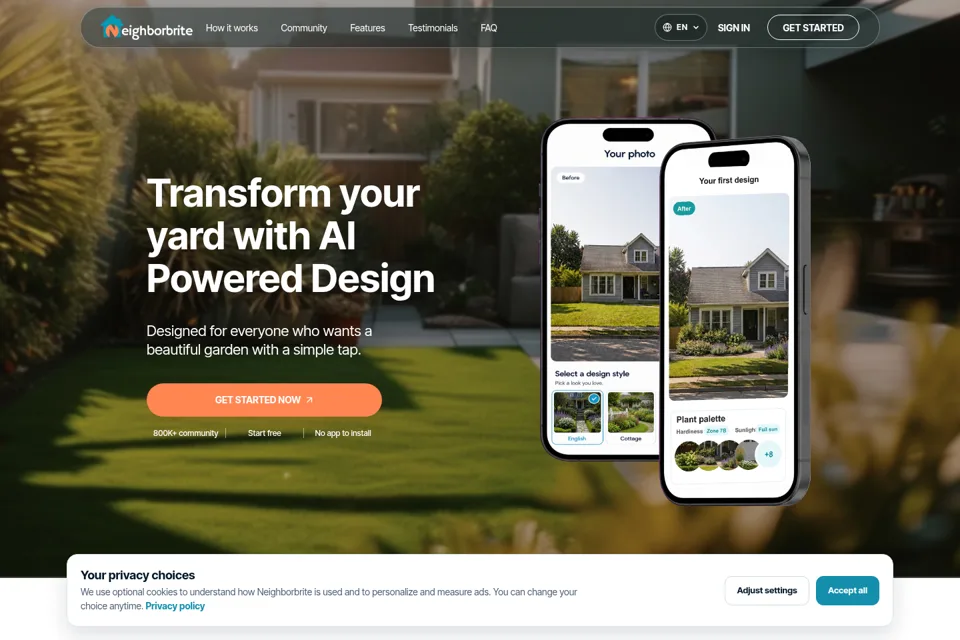 Aperçu de la landing page