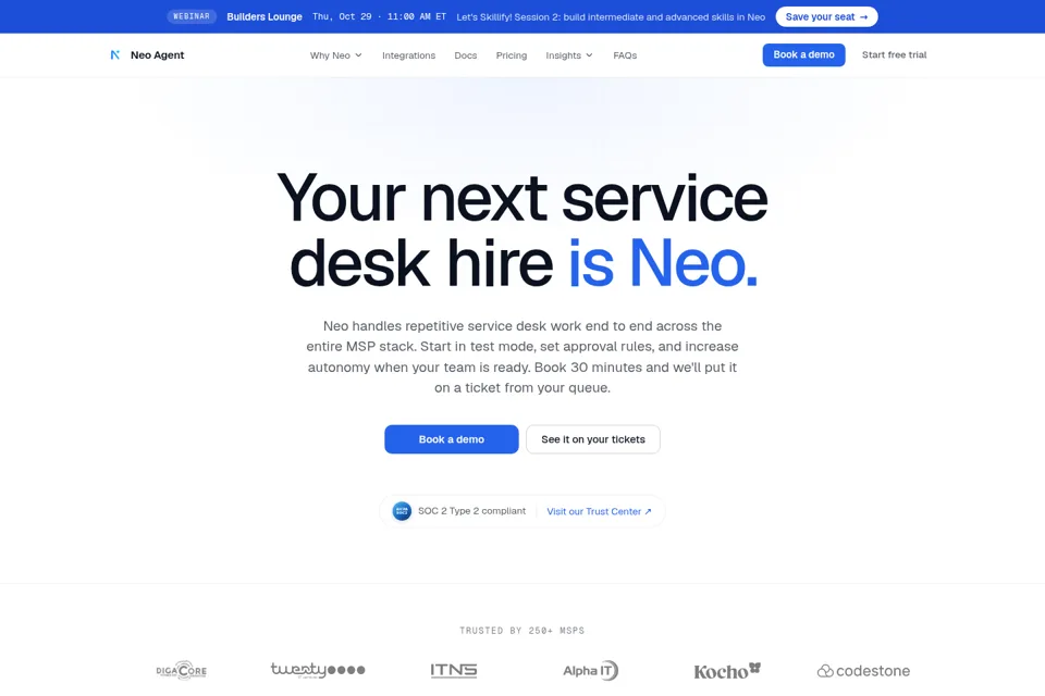 Aperçu de la landing page