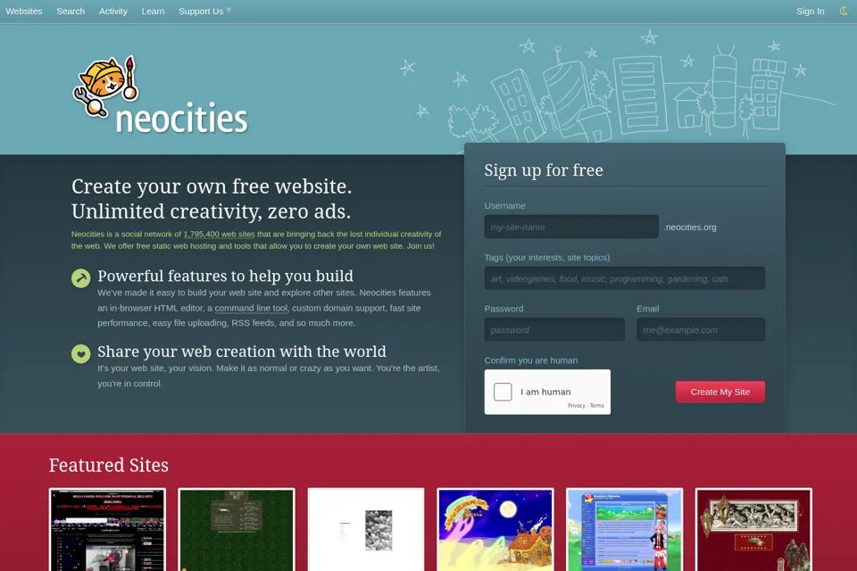 Aperçu de la landing page