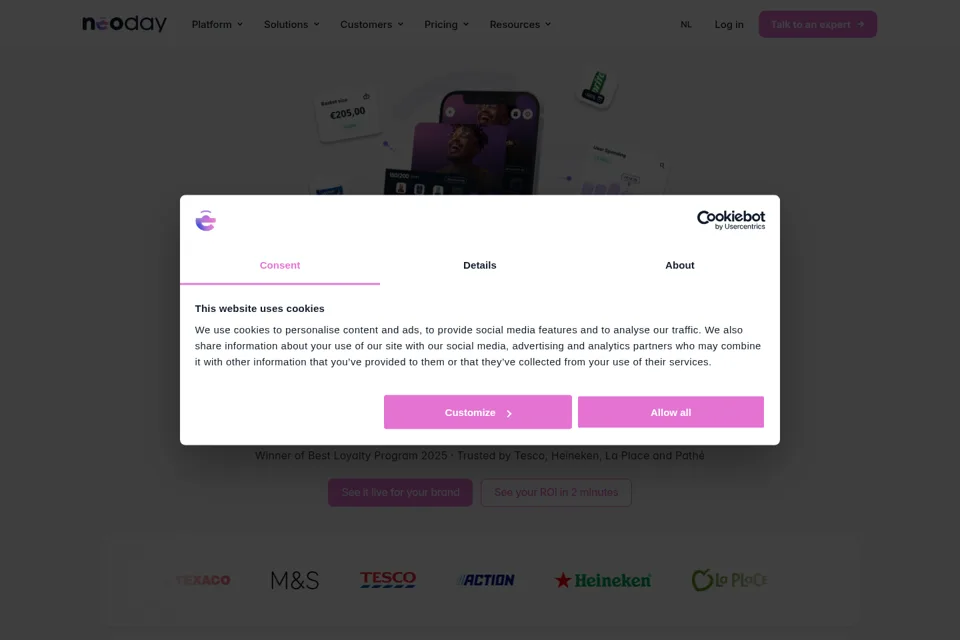 Aperçu de la landing page