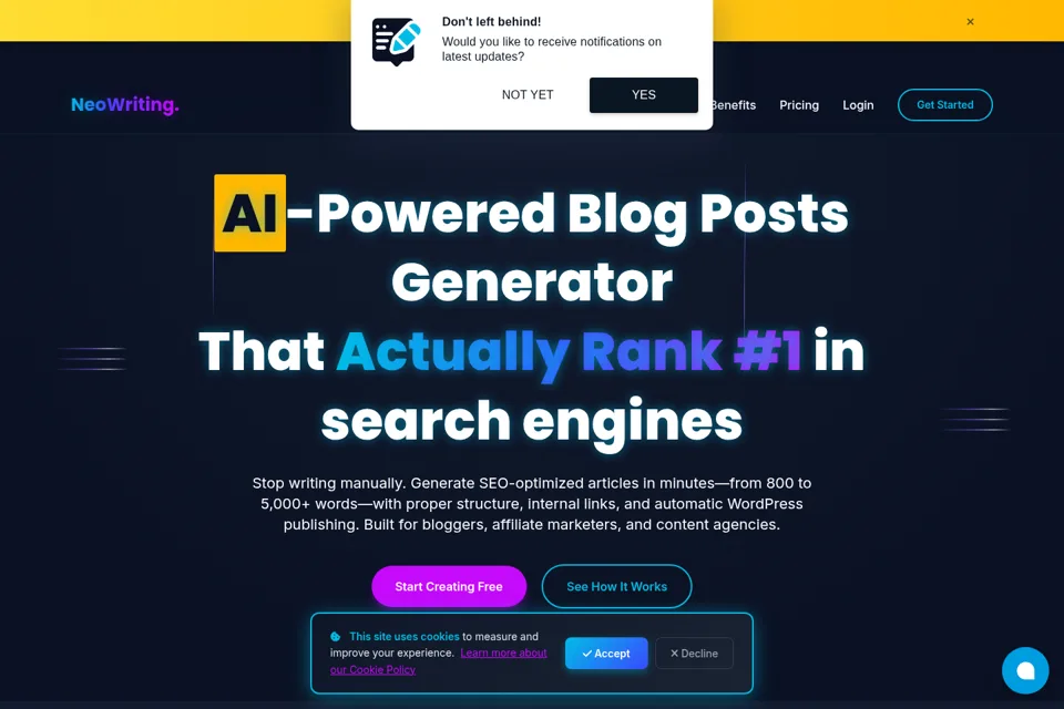 Aperçu de la landing page