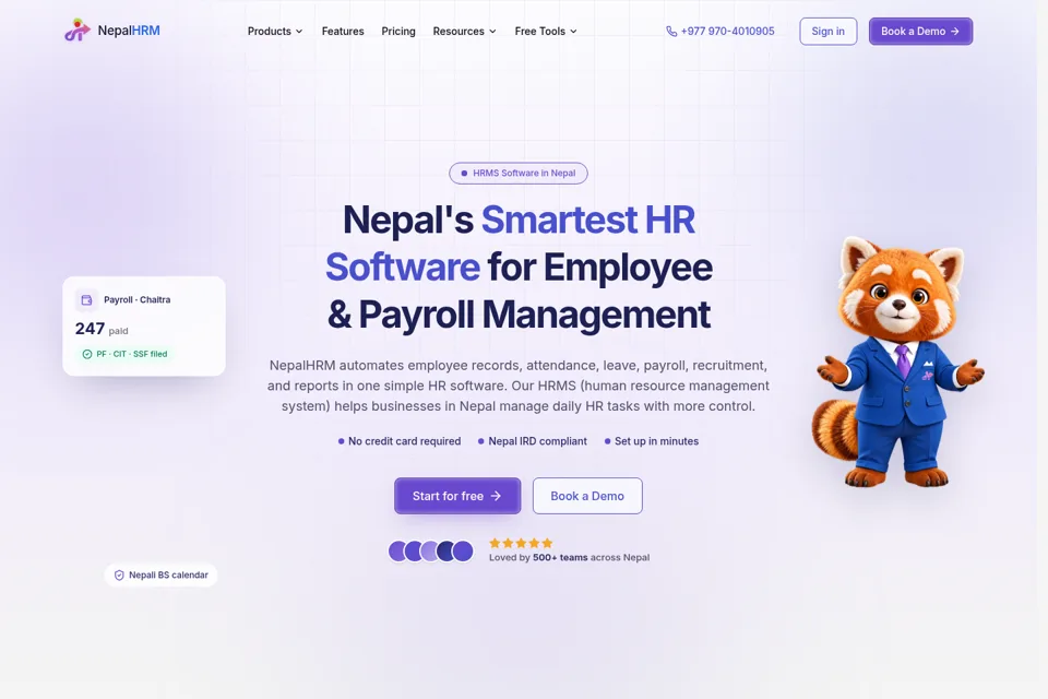 Aperçu de la landing page