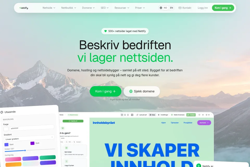 Aperçu de la landing page