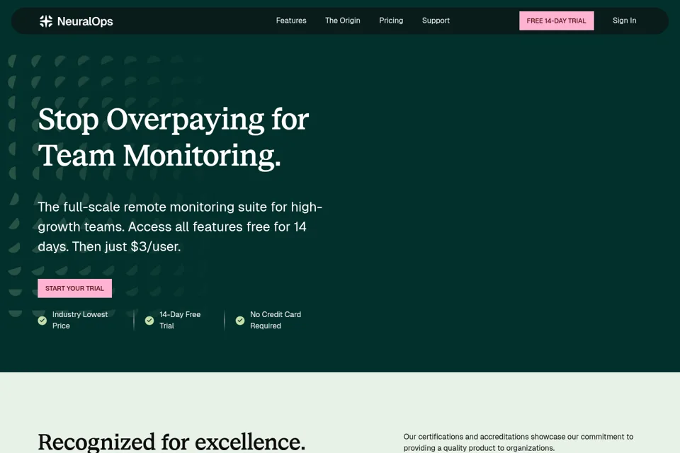 Aperçu de la landing page