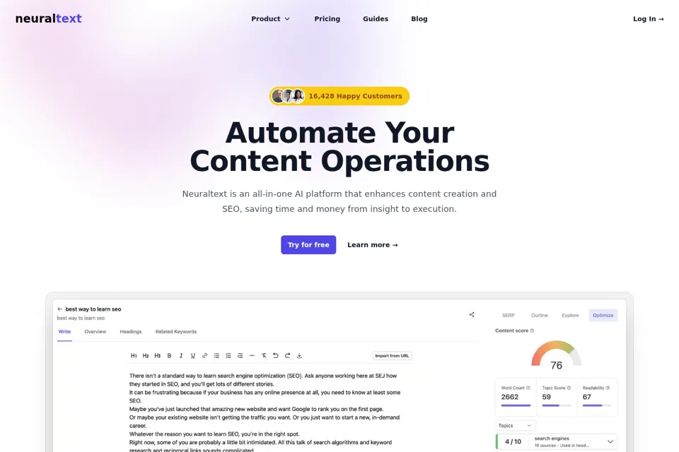 Aperçu de la landing page
