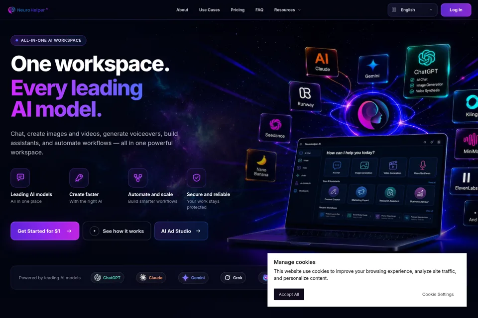 Aperçu de la landing page