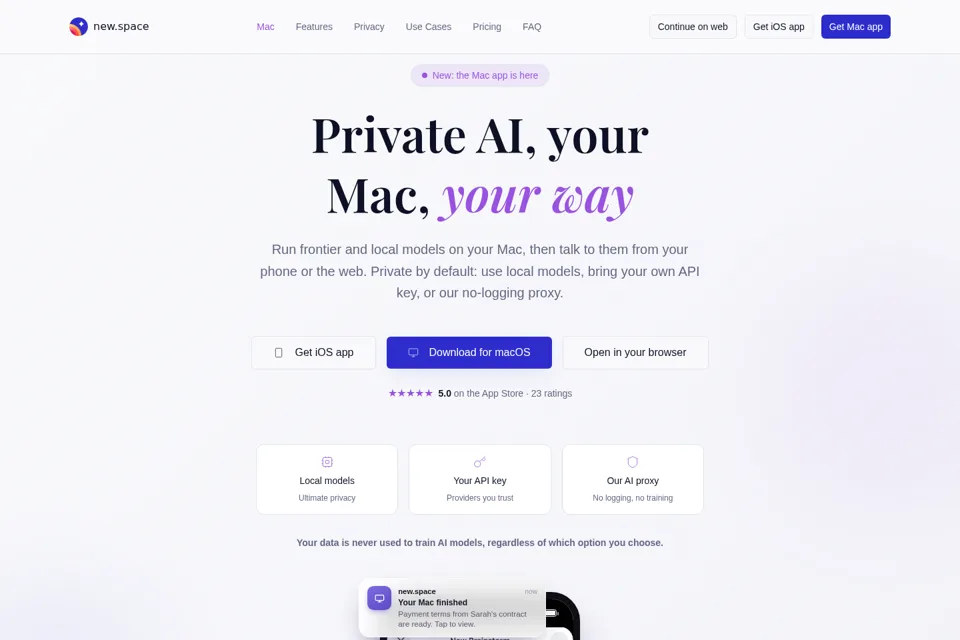Aperçu de la landing page