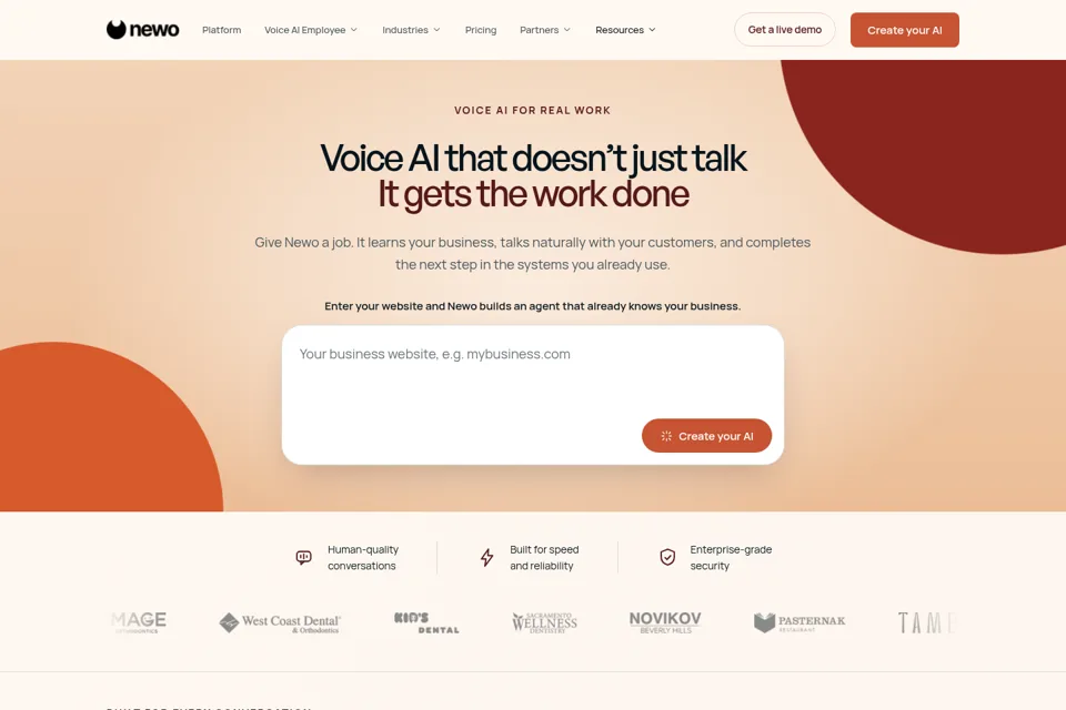 Aperçu de la landing page