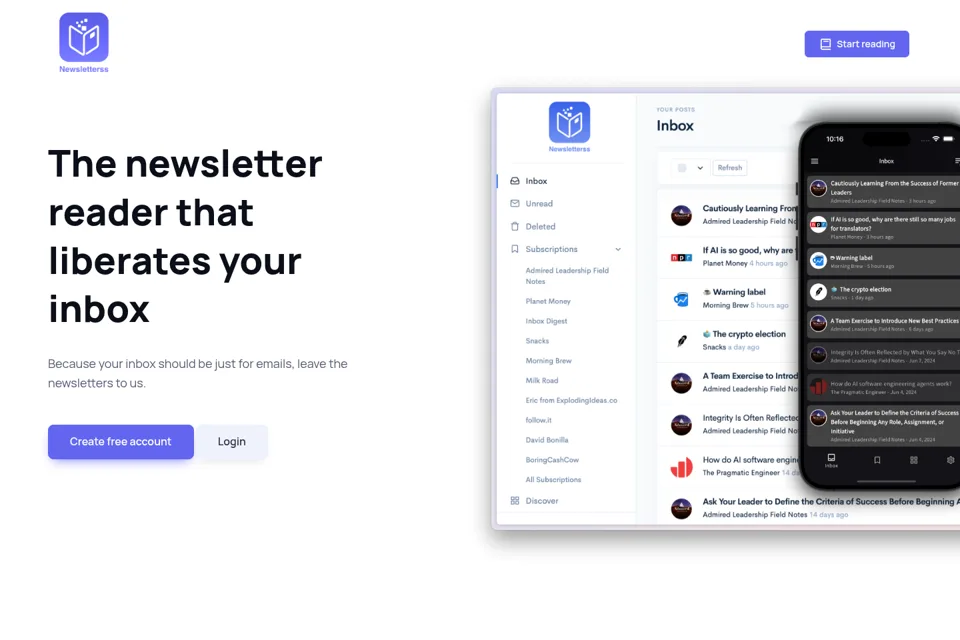 Aperçu de la landing page