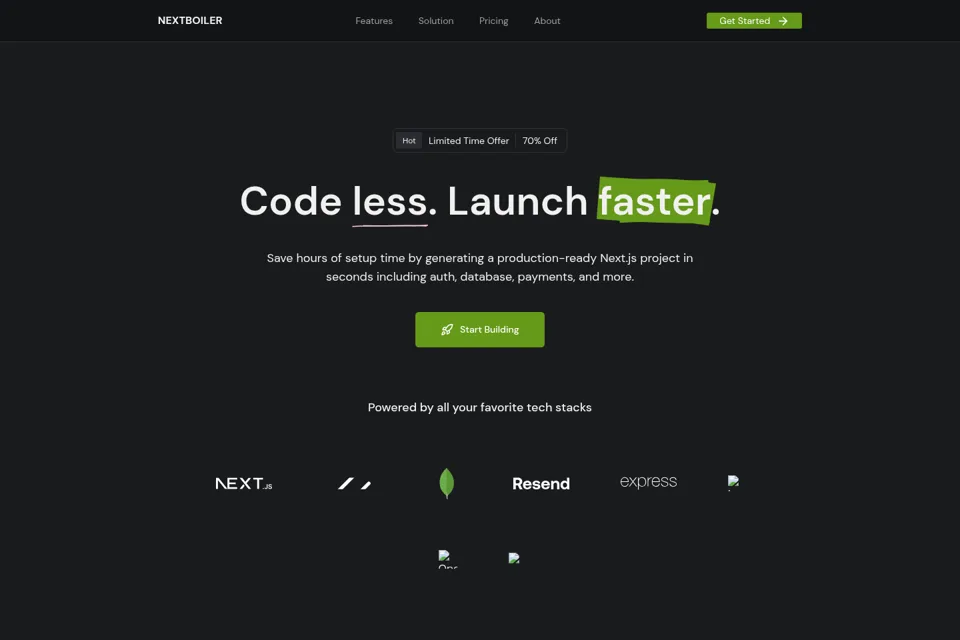 Aperçu de la landing page