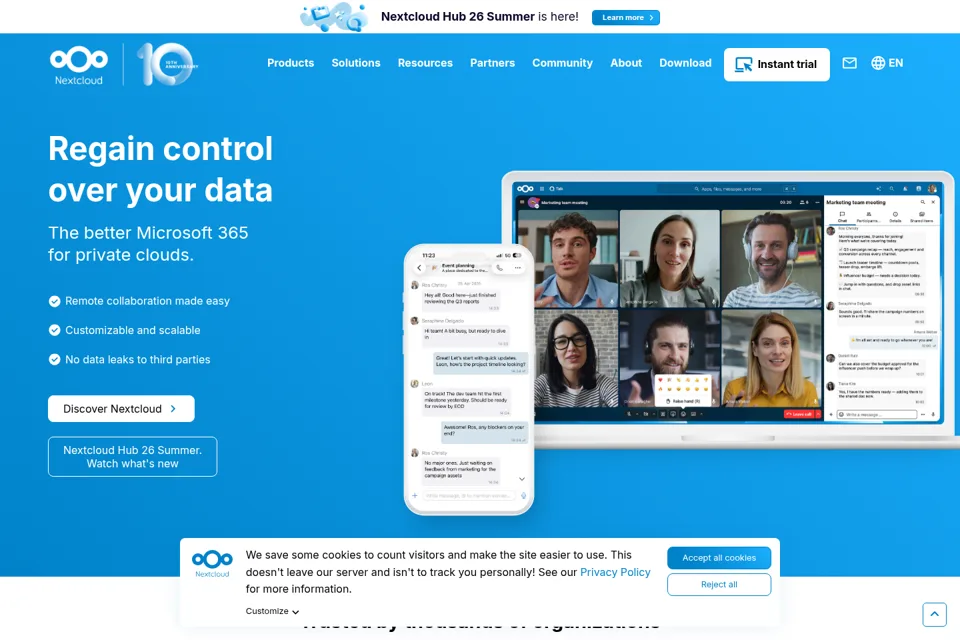 Aperçu de la landing page