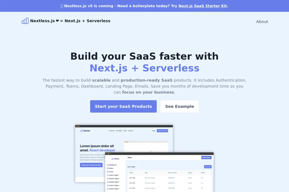 Aperçu de la landing page