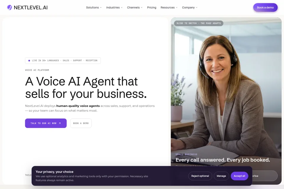 Aperçu de la landing page