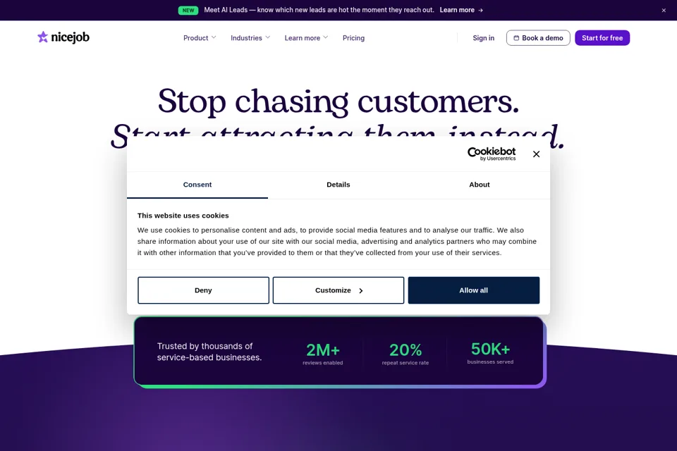 Aperçu de la landing page