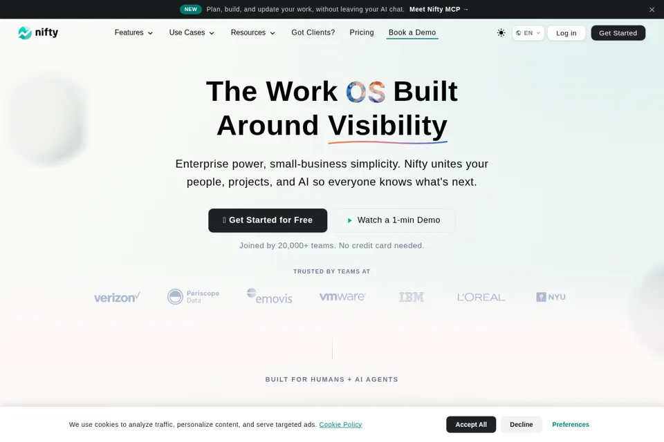 Aperçu de la landing page